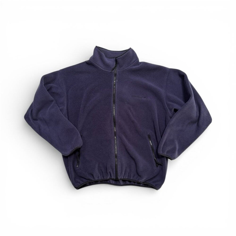 Vintage Timberland Fleece Full Zip Jacket - Size Large - Navy Blue